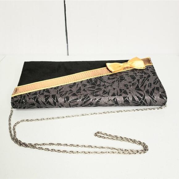 VINTAGE - Wild Rose Faux Suede Bow Accent Formal Evening Clutch NWT - Picture 4 of 8